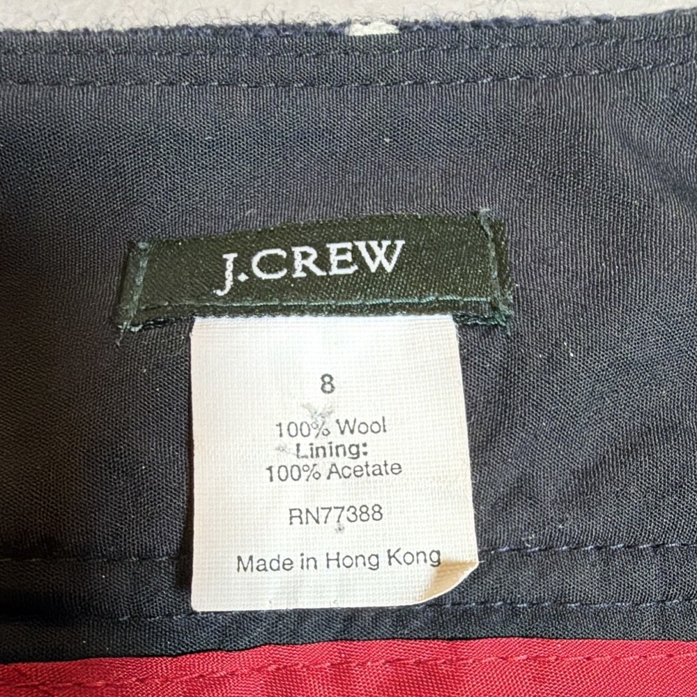 J.CREW Women's Plaid 100% Wool Tweed Mini Skirt Green Navy Red Lined Size 8 - Picture 3 of 4